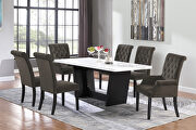 Trestle base marble top dining table espresso and white