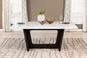 Trestle base marble top dining table espresso and white main photo