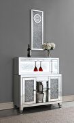 2-door mirrored wine cabinet with faux crystal inlay silver main photo