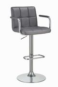 Contemporary grey and chrome adjustable bar stool with arms main photo