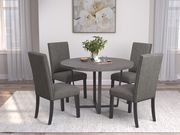 Dark oak / gray / gunmetal round dining table main photo