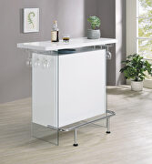 White high gloss finish rectangular bar unit with footrest and glass side panels main photo