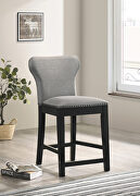 Gray fabric upholstery solid back counter height stools with nailhead trim (set of 2) main photo