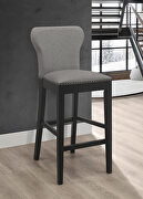 Gray fabric upholstery solid back bar stools with nailhead trim (set of 2) main photo