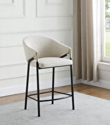 Beige linen-like fabric upholstery counter height stool main photo