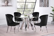 Alaia II (Black) Round glass top dining table clear and chrome
