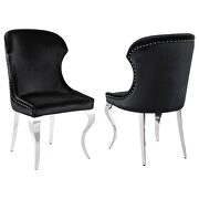 Upholstered wingback side chair with nailhead trim chrome and black (set of 2) main photo