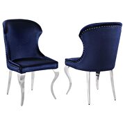 Upholstered wingback side chair with nailhead trim chrome and ink blue (set of 2) main photo
