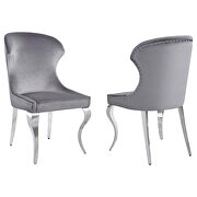 Upholstered wingback side chair with nailhead trim chrome and grey (set of 2) main photo