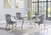 Alaia (Navy) Rectangular glass top dining table clear and chrome