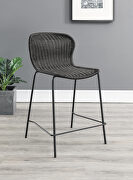 Brown rattan upholstery counter height stools with footrest (set of 2)