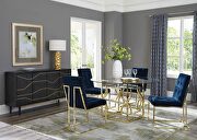 Starlight (Gold) Tempered glass top and stylish patterned base dining table