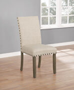 Beige linen-like fabric upholstery parsons chairs