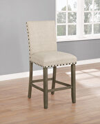Beige linen-like fabric upholstery counter height chair main photo