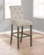 Beige linen-like fabric upholstery bar stool main photo