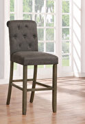 Gray linen-like fabric upholstery bar stool main photo