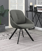 Mina C II Charcoal fabric upholstery swivel padded side chairs (set of 2)