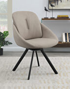 Beige fabric upholstery swivel padded side chairs (set of 2)