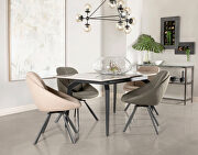 Gray ceramic and sandy black rectangular dining table