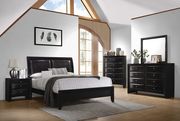 Glossy black wood finish casual style bed