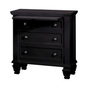 Black three-drawer nightstand with tray