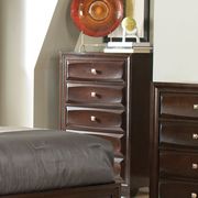 Transitional cappuccino five-drawer chest