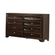 Transitional cappuccino eight-drawer dresser