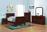 Kids red brown sleigh twin bed w/ optional case goods main photo