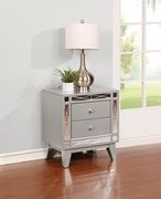 Contemporary two-drawer silver glam nightstand main photo