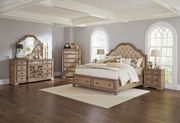 Traditional antique linen queen bed main photo