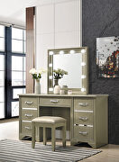 Champagne finish 7-drawer vanity desk with lighting mirror main photo