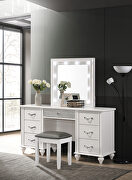 White finish 7-drawer vanity desk with lighted mirror main photo