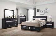 Contemporary black glam style queen bed main photo