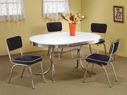 Chrome plated oval retro style white table