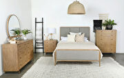 Upholstered & solid wood king panel bed sand wash and grey main photo