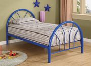 Marjorie (Blue) Twin youth bed in finished in blue metal