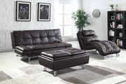 Casual modern sofa bed in brown leatherette main photo