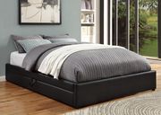 Storage headboardless bed in black vinyl main photo