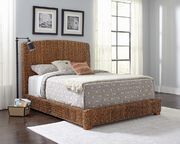 Laughton Rustic banana leaf woven brown king bed