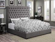 Camille Grey upholstered queen bed w tufted headboard