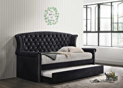 Black finish soft velvet upholstery twin daybed w/ trundle main photo