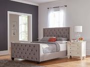 Palma light grey upholstered queen bed main photo