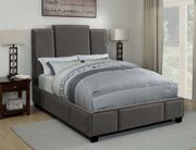 Lawndale grey velvet upholstered queen bed main photo