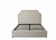 Beige upholstered king bed with hydraulic lift storage main photo