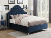 Demi wing blue velvet king size bed main photo