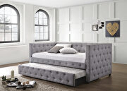 Gray fabric chesterfield design twin daybed w/ trundle main photo