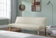 Sofa bed in beige leatherette main photo