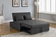 Sleeper sofa bed in gray linen-like fabric main photo