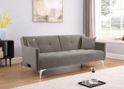 Sofa bed w/ power outlet in taupe microvelvet main photo