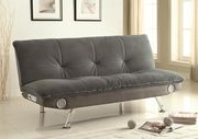 Gray padded texturized velvet sofa bed main photo